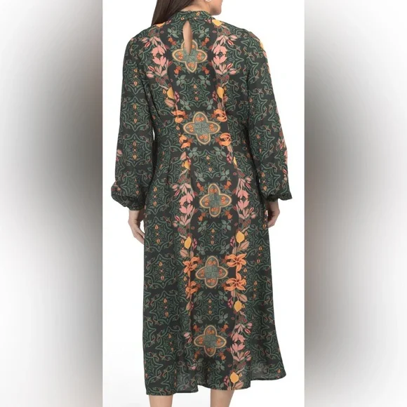 CELINA MOON AURNIA Floral Maxi dress•Green/Rose/Lily Orange/Black - Picture 4 of 8